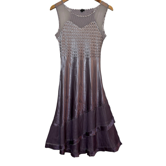 Komarov Charmeuse Chiffon Dress Iridescent Purple A-Line Sleeveless Size S - Picture 5 of 12